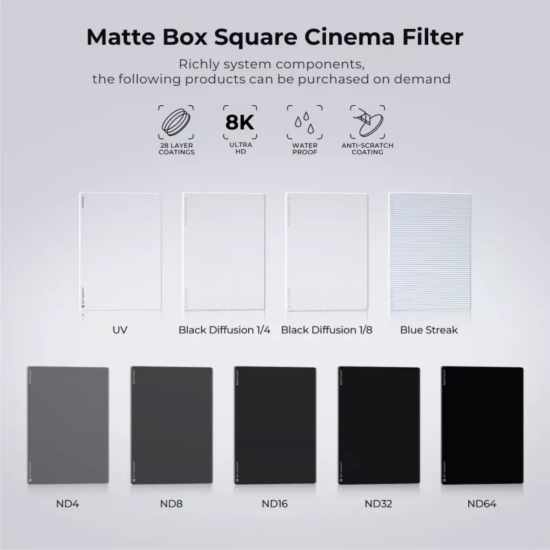 K&F Concept Black Diffusion 1/8-filter 4x5.65 inch voor matte box