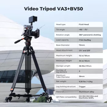 K&F Concept professioneel videostatief met fluidkop 192cm KF09.147