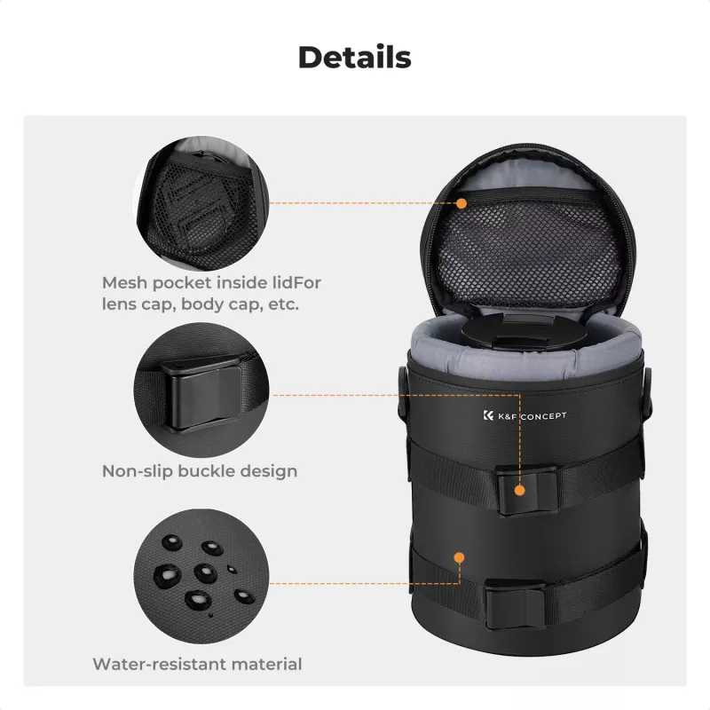 KF waterdichte camera-objectieftas XL 23,5 x 11,5 cm zwart KF13.203