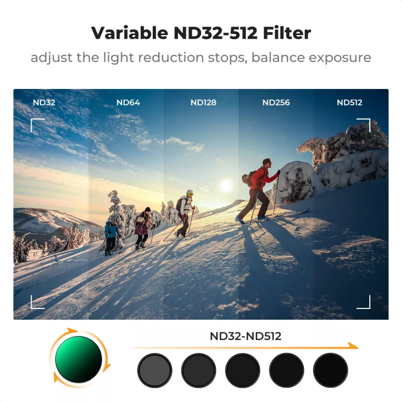 KF Concept Nano-X Variabele ND-filter ND32-512 grijs voor DJI Osmo Action 3/4/5 Pro