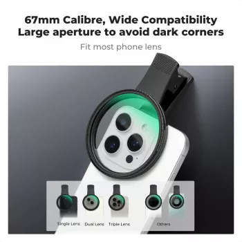 KF 2-in-1 Black Diffusion 1/4 + CPL telefoonfilterset 67mm clip-on