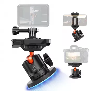 KF 3D-kogelkop magneetstatiefhouder voor GoPro smartphone camera met 1/4 inch schroefdraad KF31.156 zwart