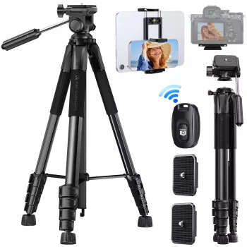K&F Concept compact camerastatief voor DSLR en smartphone zwart