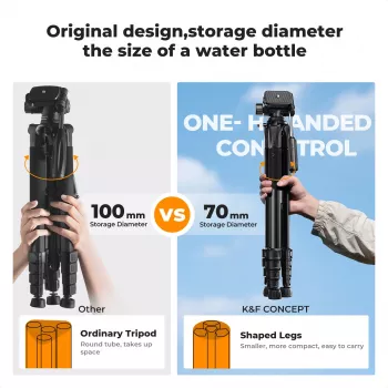 K&F Concept compact camerastatief voor DSLR en smartphone zwart