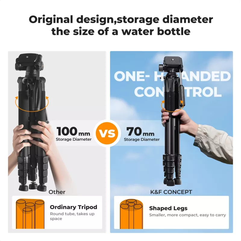 K&F Concept compact camerastatief voor DSLR en smartphone zwart