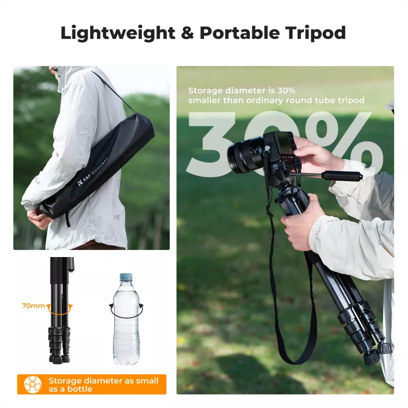 K&F Concept compact camerastatief voor DSLR en smartphone zwart