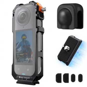 KF beschermende framemount cage met 2x 1/4 inch-20 schroefdraad en GoPro-houder voor Insta360 X5 / Kf31.182