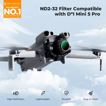 K&F variabele ND-filter ND2-ND32 voor DJI Mini 5 Pro drone, AGC-glas