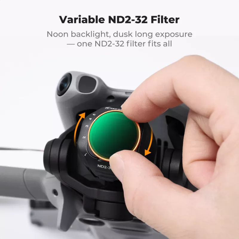 K&F variabele ND-filter ND2-ND32 voor DJI Mini 5 Pro drone, AGC-glas