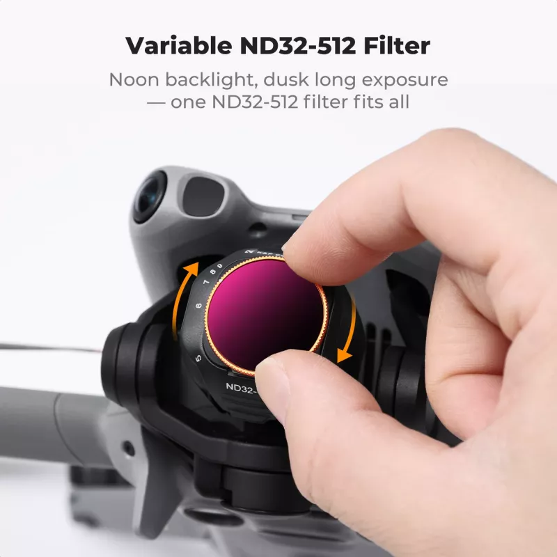 K&F variabele ND-filter ND32-ND512 voor DJI Mini 5 Pro drone, AGC-glas, KF02.0004
