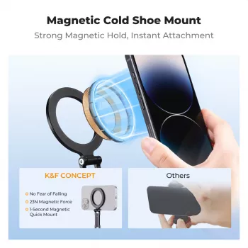 KF magnetische MagSafe telefoonhouder met 1/4 inch schroefdraad en cold shoe - zwart (KF31.196)