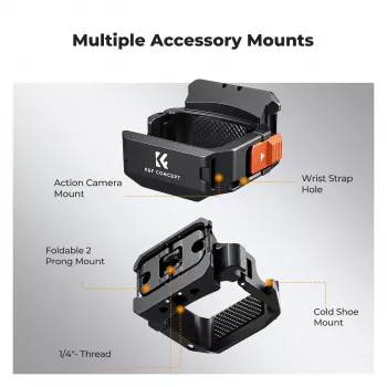 KF mount adapter beschermframe voor DJI Osmo Pocket 3 / 4 met GoPro-houder en 1/4 inch statiefschroefdraad - zwart