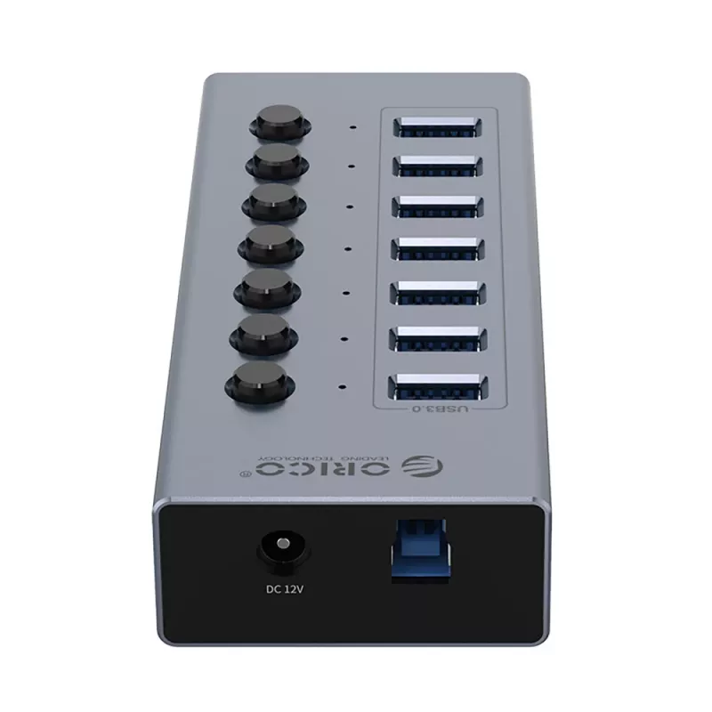 ORICO BT2U3-7AB 7-poorts USB 3.0-hub met individuele schakelaars - grijs