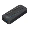 ORICO CT2U3-7AB USB 3.0-hub met 7 USB-A-aansluitingen en individuele schakelaars - zwart