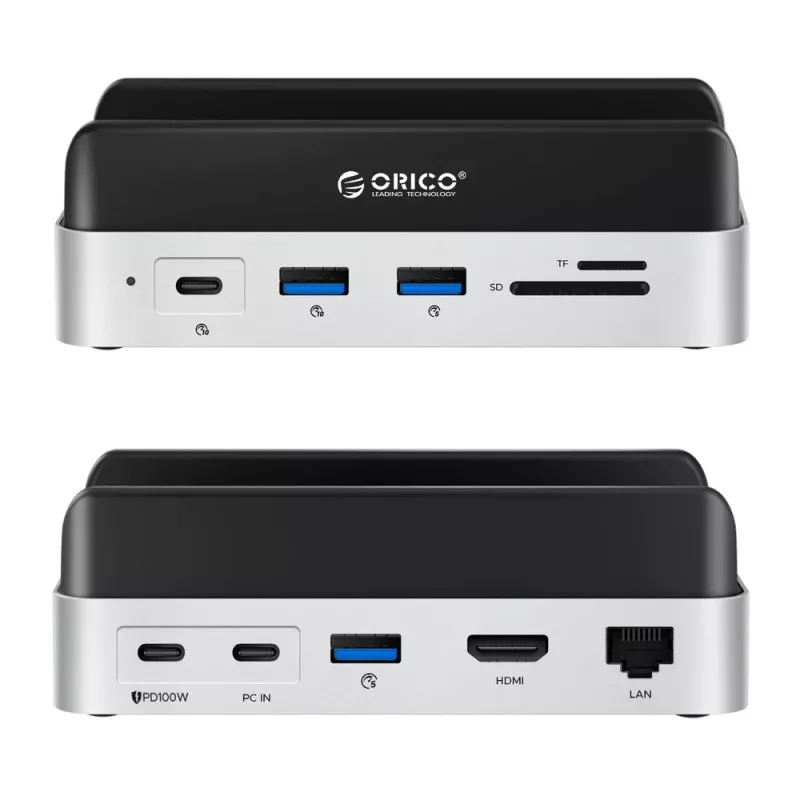 ORICO MiniDock 10-in-1 USB-C-dockingstation met M.2 NVMe/SATA SSD-behuizing - zilver