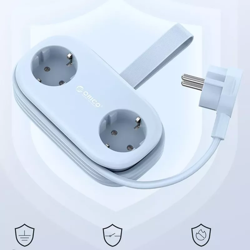 ORICO AP3 20W GaN stekkerdoos 5-in-1, 2x AC + 2x USB-A + 1x USB-C, blauw