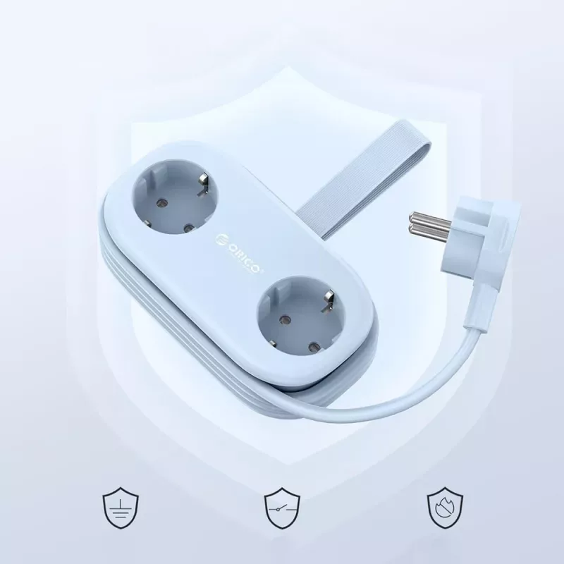ORICO AP3 65W GaN stekkerdoos 6-in-1, 2x AC + 2x USB-A + 2x USB-C, blauw
