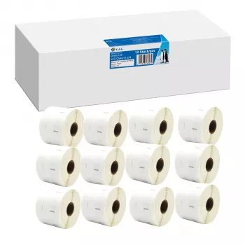 12x G&G etiketten 32mm x 57mm zwart op wit compatibel met Dymo 11354 / S0722540