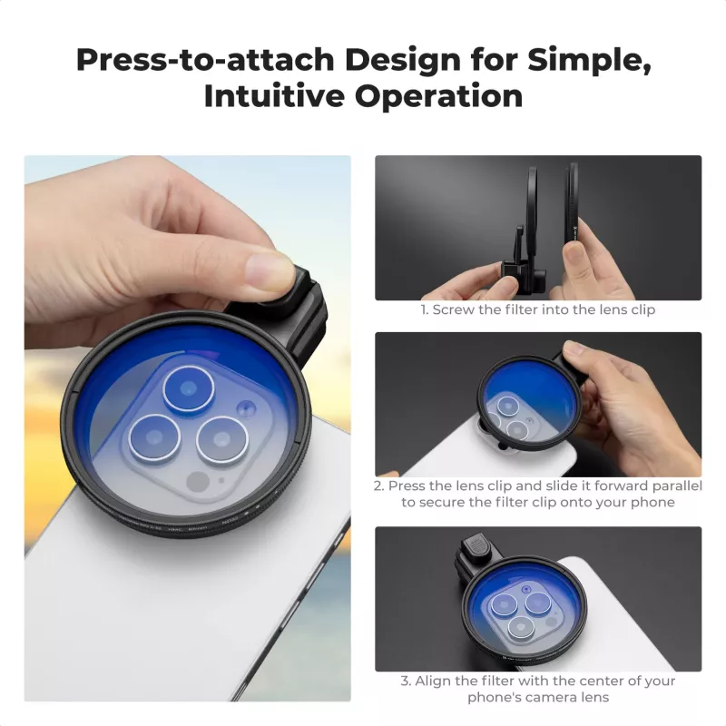 K&F Concept smartphonefilterclip 67mm zwart
