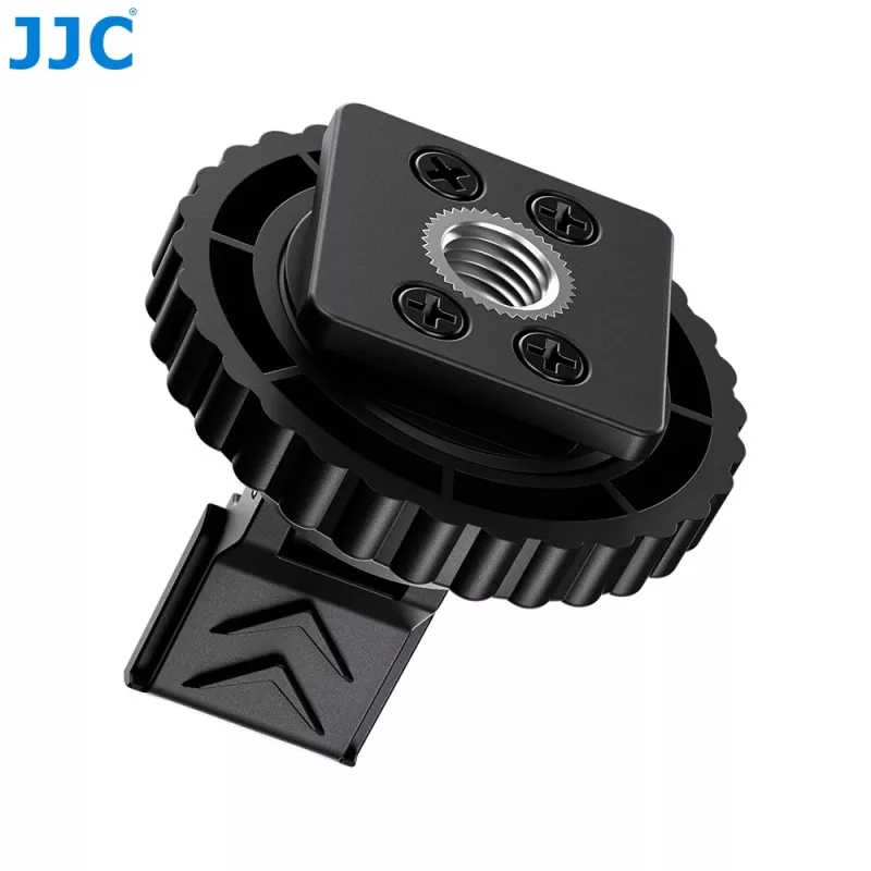 JJC HC-DMN hotshoe naar 1/4 inch-20 schroefdraadadapter voor microfoonhouder, zwart