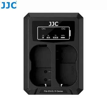 JJC dual USB oplader voor 2x Nikon EN-EL15 EN-EL15a EN-EL15b EN-EL15c accu's