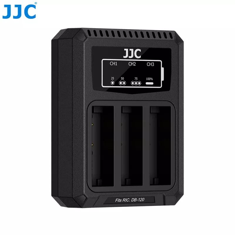 JJC triple USB acculader voor Ricoh DB-120 (3 slots) - DCH-DB120TC
