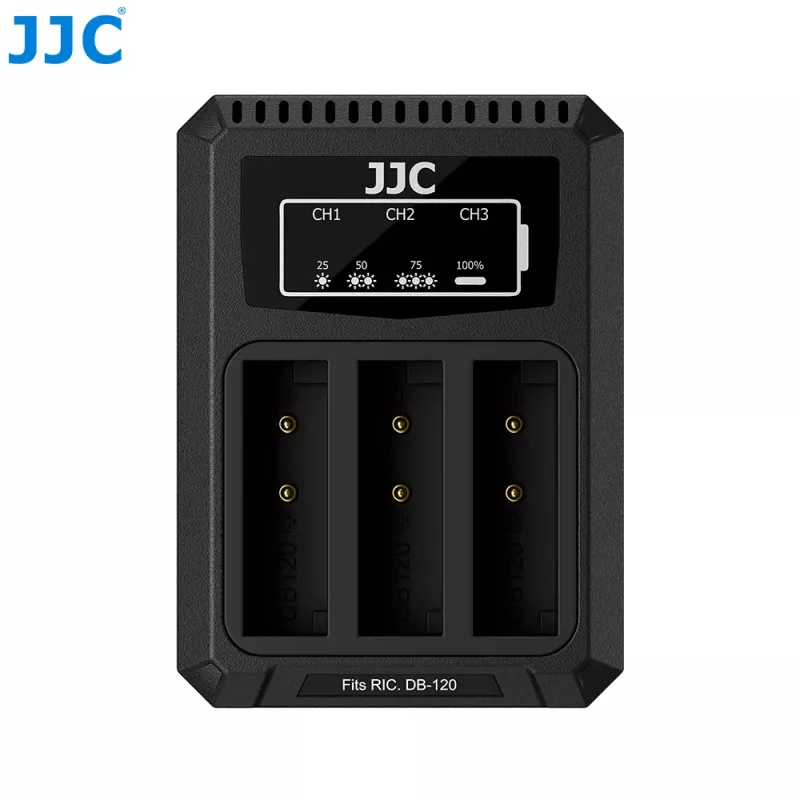 JJC triple USB acculader voor Ricoh DB-120 (3 slots) - DCH-DB120TC