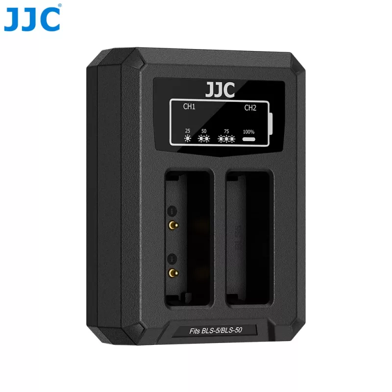 JJC dual USB-oplader voor Olympus BLS-1 BLS-5 BLS-50 accu's