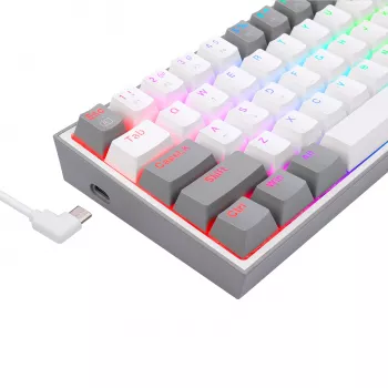 Redragon K617 Fizz RGB wit/grijs 60% mechanisch gaming-toetsenbord met hot-swappable red switches