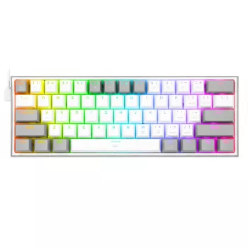 Redragon K617 Fizz RGB wit/grijs 60% mechanisch gaming-toetsenbord met hot-swappable red switches