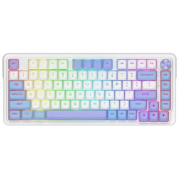 Redragon Ucal Max K673WBP-RGB-MAX tri-mode mechanisch toetsenbord 75% 82 toetsen hot-swappable gasket mount PBT keycaps RGB wit/zwart/paars