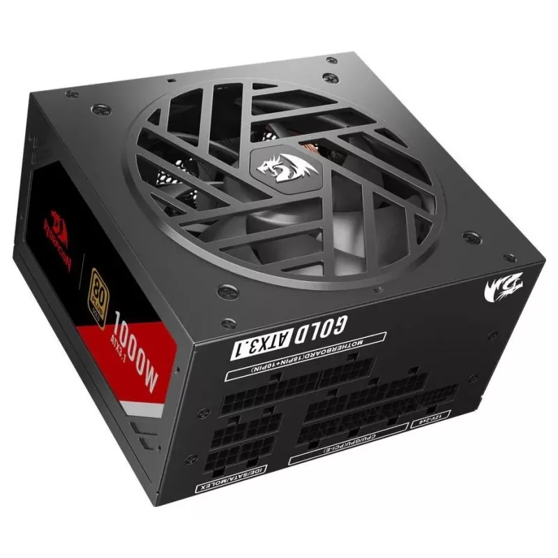 Redragon Master GC-MS03 1000W voeding, 80 PLUS Standard, ATX, niet-modulair, 120mm ventilator, zwart