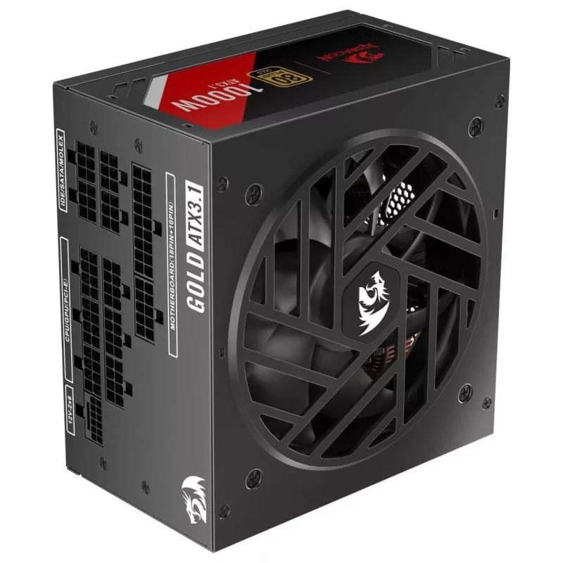 Redragon Master GC-MS03 1000W voeding, 80 PLUS Standard, ATX, niet-modulair, 120mm ventilator, zwart
