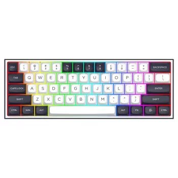 Redragon ALCOR QMK K717WB-RGB-PRO mechanisch toetsenbord, 75% layout, tri-mode, hot-swappable, wit/zwart