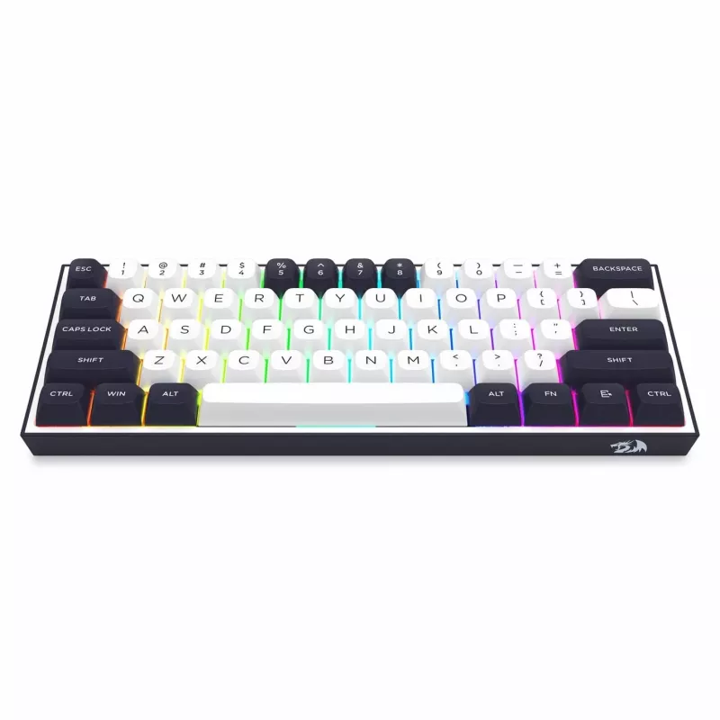 Redragon ALCOR QMK K717WB-RGB-PRO mechanisch toetsenbord, 75% layout, tri-mode, hot-swappable, wit/zwart