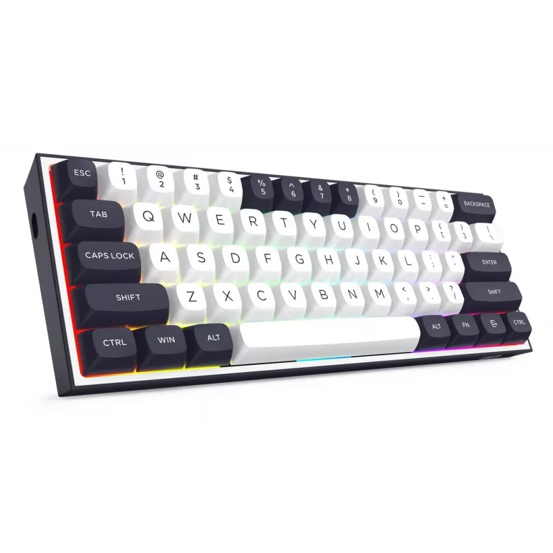 Redragon ALCOR QMK K717WB-RGB-PRO mechanisch toetsenbord, 75% layout, tri-mode, hot-swappable, wit/zwart