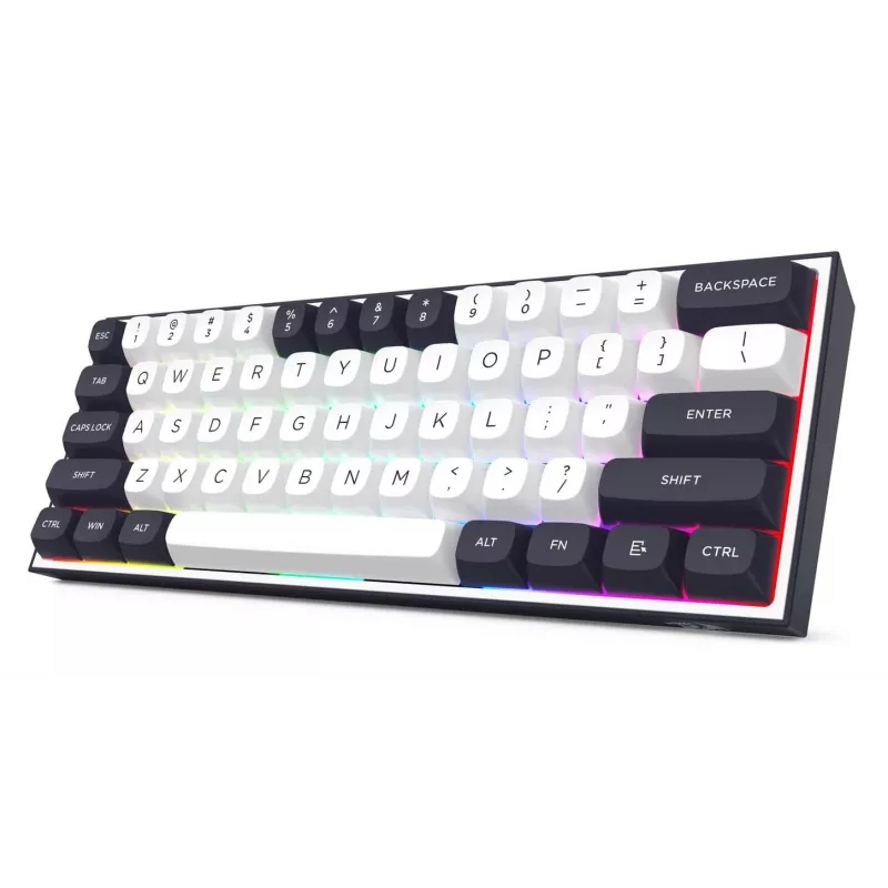 Redragon ALCOR QMK K717WB-RGB-PRO mechanisch toetsenbord, 75% layout, tri-mode, hot-swappable, wit/zwart