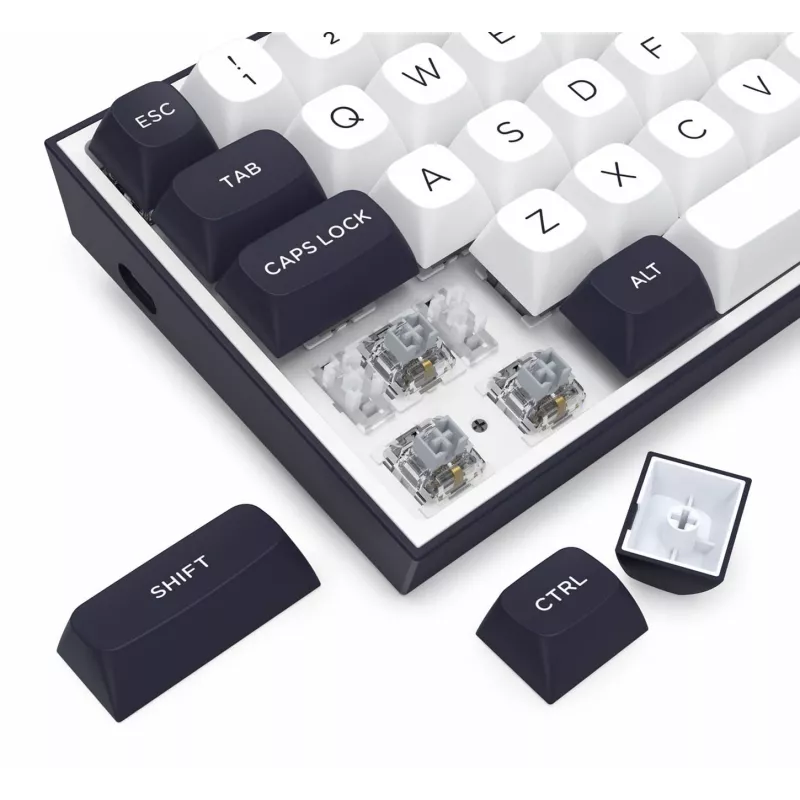 Redragon ALCOR QMK K717WB-RGB-PRO mechanisch toetsenbord, 75% layout, tri-mode, hot-swappable, wit/zwart