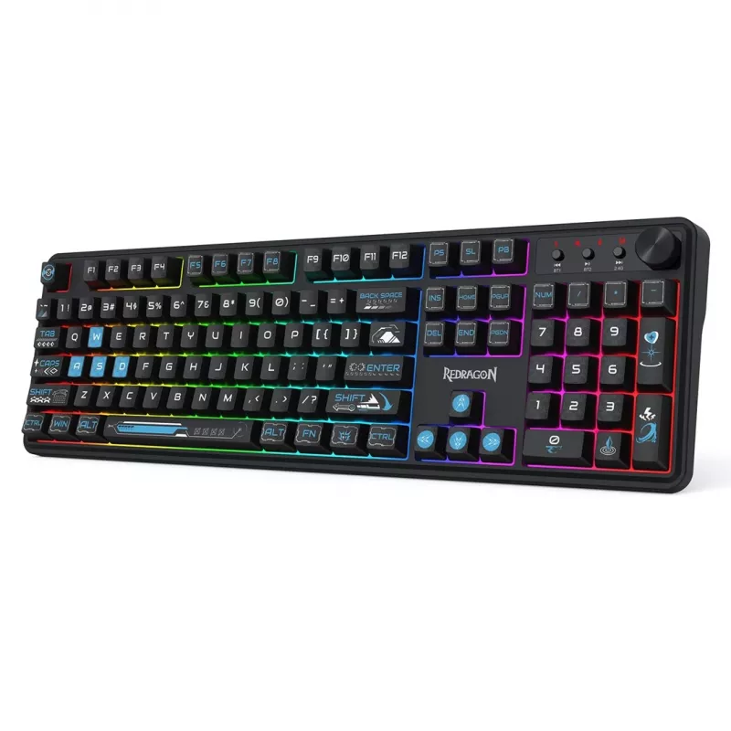 Redragon Volcano K526BB-WL Draadloos membraan gaming-toetsenbord, verlicht, zwart