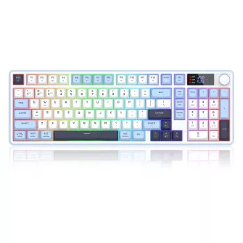 Redragon ARIA PRO K527WBL-PRO 75% tri-mode RGB mechanisch toetsenbord (wit/grijs met blauwe accenten)