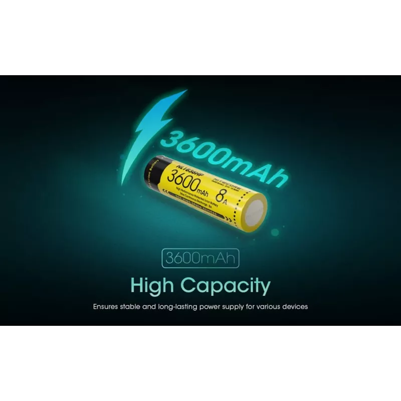 Nitecore NL1836HP 3600mAh 18650 Li-ion button top batterij