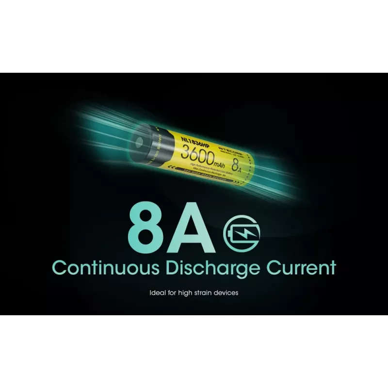 Nitecore NL1836HP 3600mAh 18650 Li-ion button top batterij