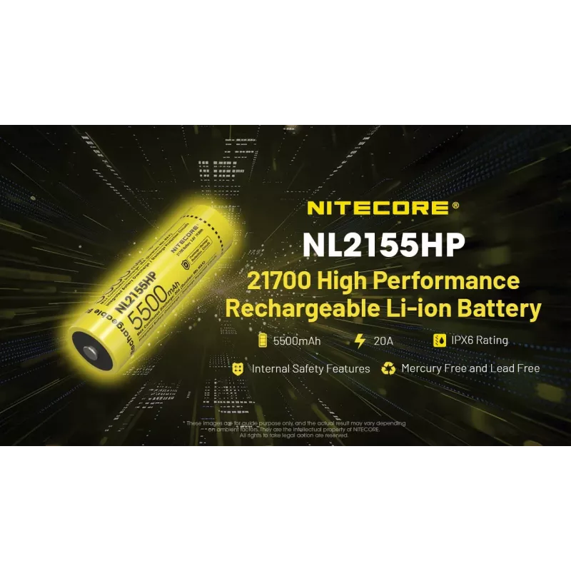 Nitecore NL2155HP 21700 Li-ion accu 5500mAh 3.6V button top protected