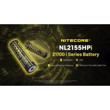 Nitecore 21700 Li-ion accu 5500mAh 20A 3,6V button top