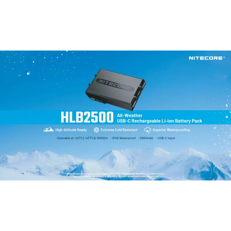 Nitecore HLB2500 2500 mAh Li-Ion-accupack met USB-C-laadfunctie