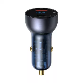 Baseus Particular digitale autolader, USB-C + USB-A, QC3.0+PD, 65W, grijs