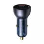 Baseus Particular digitale autolader, USB-C + USB-A, QC3.0+PD, 65W, grijs