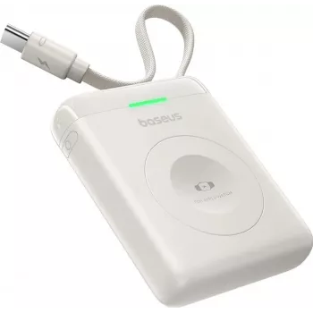 Baseus EnerFill FW11 5W powerbank voor Apple Watch met geïntegreerde kabel - wit
