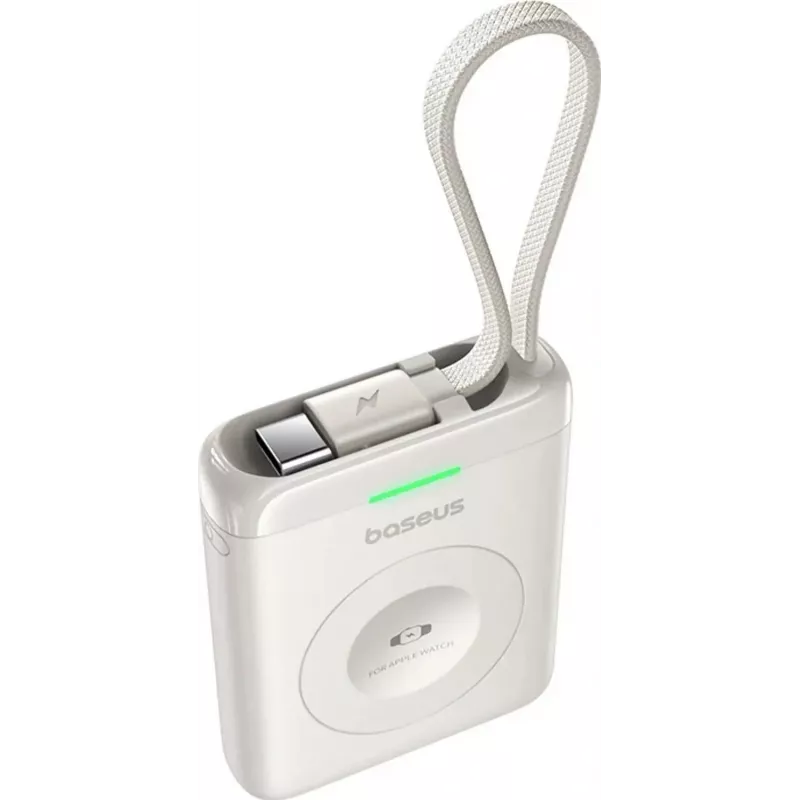 Baseus EnerFill FW11 5W powerbank voor Apple Watch met geïntegreerde kabel - wit