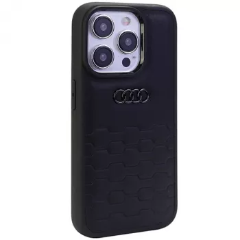 Audi GT kunstleren hardcase voor iPhone 15 Pro (6.1 inch) - zwart